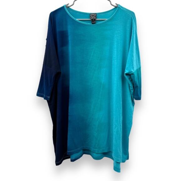 Clara Sun Woo Blue Ombre Oversized Half‎ Sleeve Pullover Top Size S - Picture 1 of 8